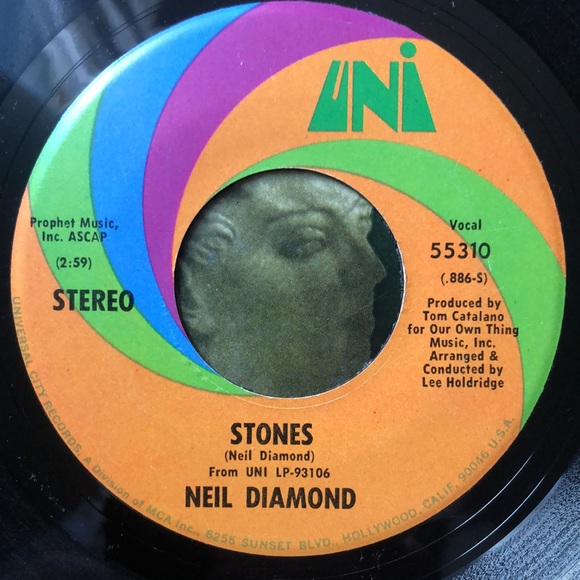 Neil Diamond Crunchy Granola Suite/Stones Vinyl 45 Record '71 - Picture 2 of 4